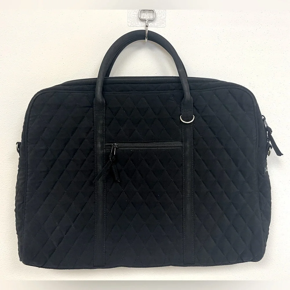 Vera Bradley Quilted Black Laptop Bag Organizer Business Casual Professional